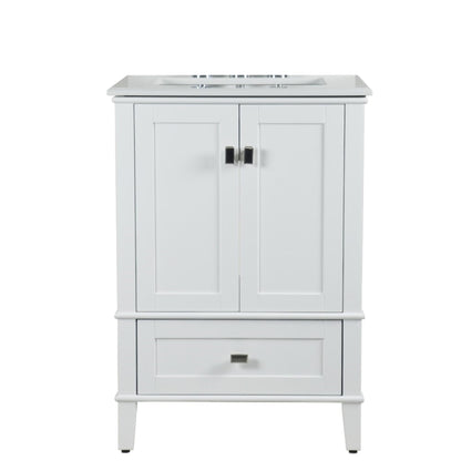 25" SINGLE VANITY IN WHITE WITH ENGINEERED STONE TOP