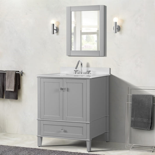 31" SINGLE VANITY IN L/GRAY WITH ENGINEERED STONE TOP