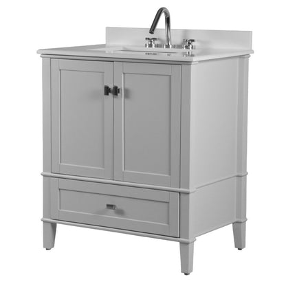 31" SINGLE VANITY IN L/GRAY WITH ENGINEERED STONE TOP