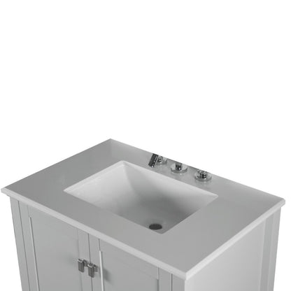 31" SINGLE VANITY IN L/GRAY WITH ENGINEERED STONE TOP