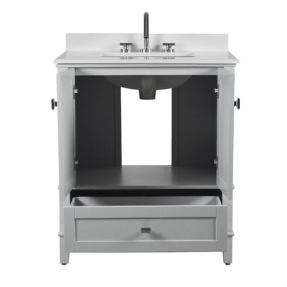 31" SINGLE VANITY IN L/GRAY WITH ENGINEERED STONE TOP