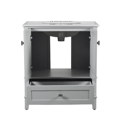31" SINGLE VANITY IN L/GRAY WITH ENGINEERED STONE TOP