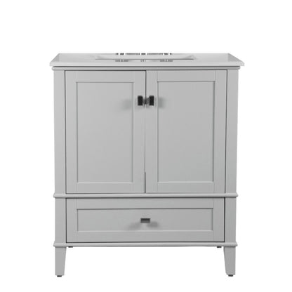 31" SINGLE VANITY IN L/GRAY WITH ENGINEERED STONE TOP