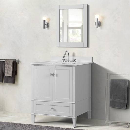 31" SINGLE VANITY IN WHITE WITH ENGINEERED STONE TOP