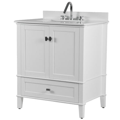 31" SINGLE VANITY IN WHITE WITH ENGINEERED STONE TOP