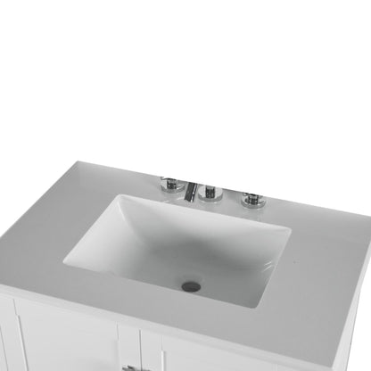 31" SINGLE VANITY IN WHITE WITH ENGINEERED STONE TOP
