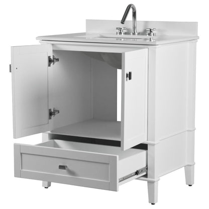 31" SINGLE VANITY IN WHITE WITH ENGINEERED STONE TOP