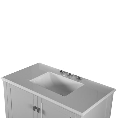 37" SINGLE VANITY IN L/GRAY WITH ENGINEERED STONE TOP