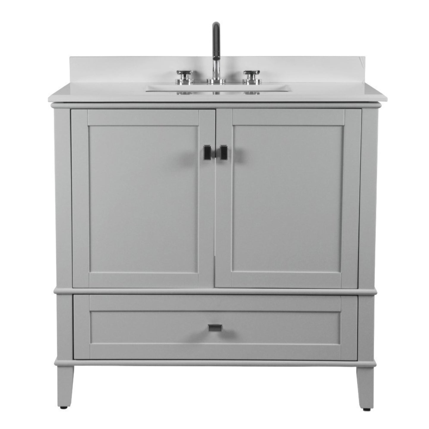 37" SINGLE VANITY IN L/GRAY WITH ENGINEERED STONE TOP