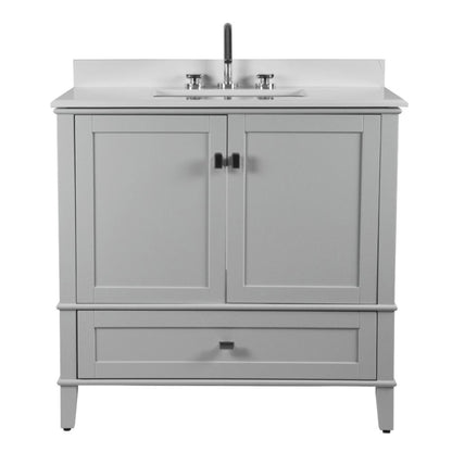37" SINGLE VANITY IN L/GRAY WITH ENGINEERED STONE TOP
