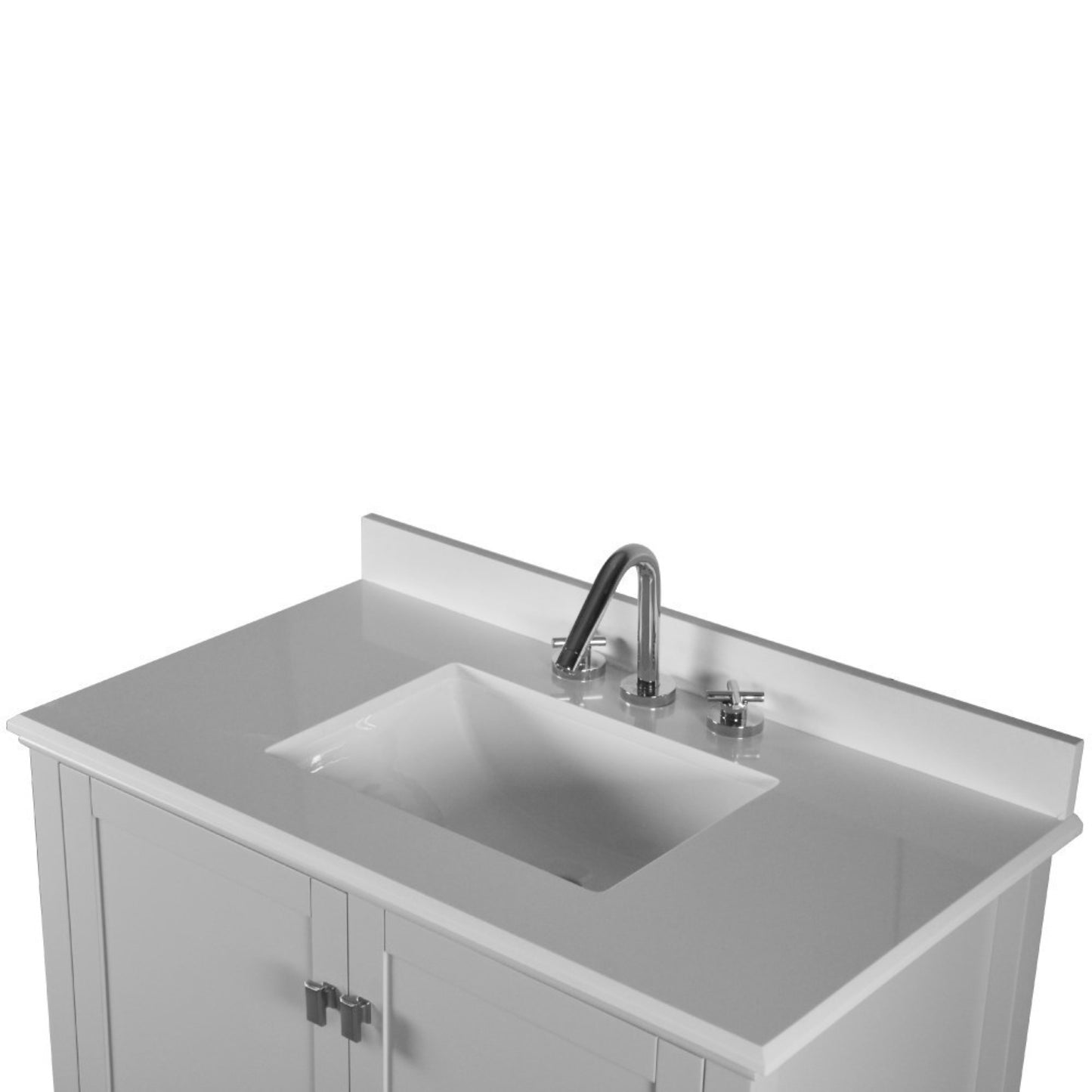37" SINGLE VANITY IN L/GRAY WITH ENGINEERED STONE TOP