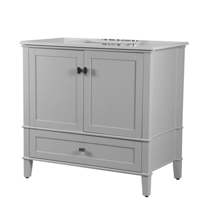 37" SINGLE VANITY IN L/GRAY WITH ENGINEERED STONE TOP