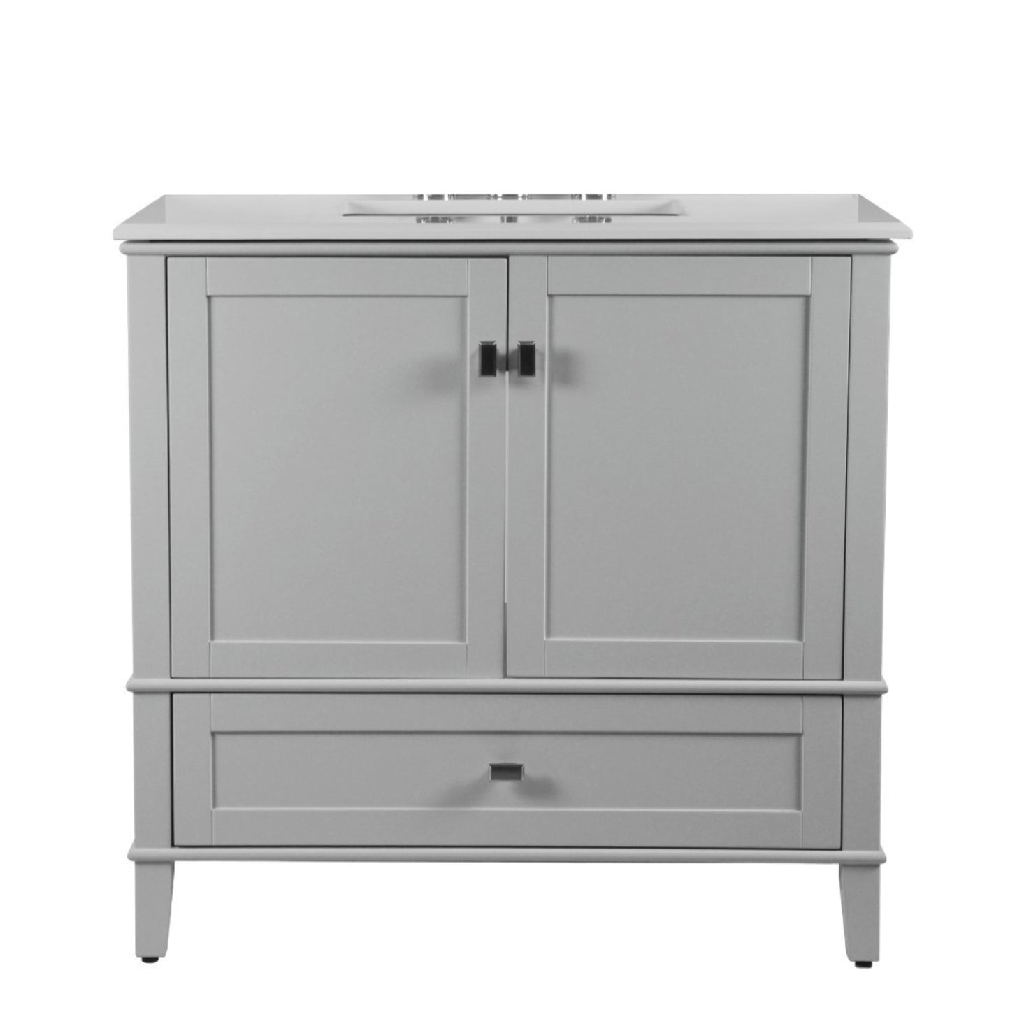 37" SINGLE VANITY IN L/GRAY WITH ENGINEERED STONE TOP