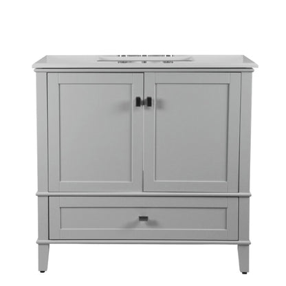 37" SINGLE VANITY IN L/GRAY WITH ENGINEERED STONE TOP