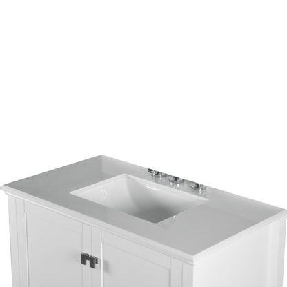 37" SINGLE VANITY IN WHITE WITH ENGINEERED STONE TOP