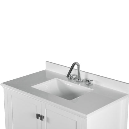 37" SINGLE VANITY IN WHITE WITH ENGINEERED STONE TOP