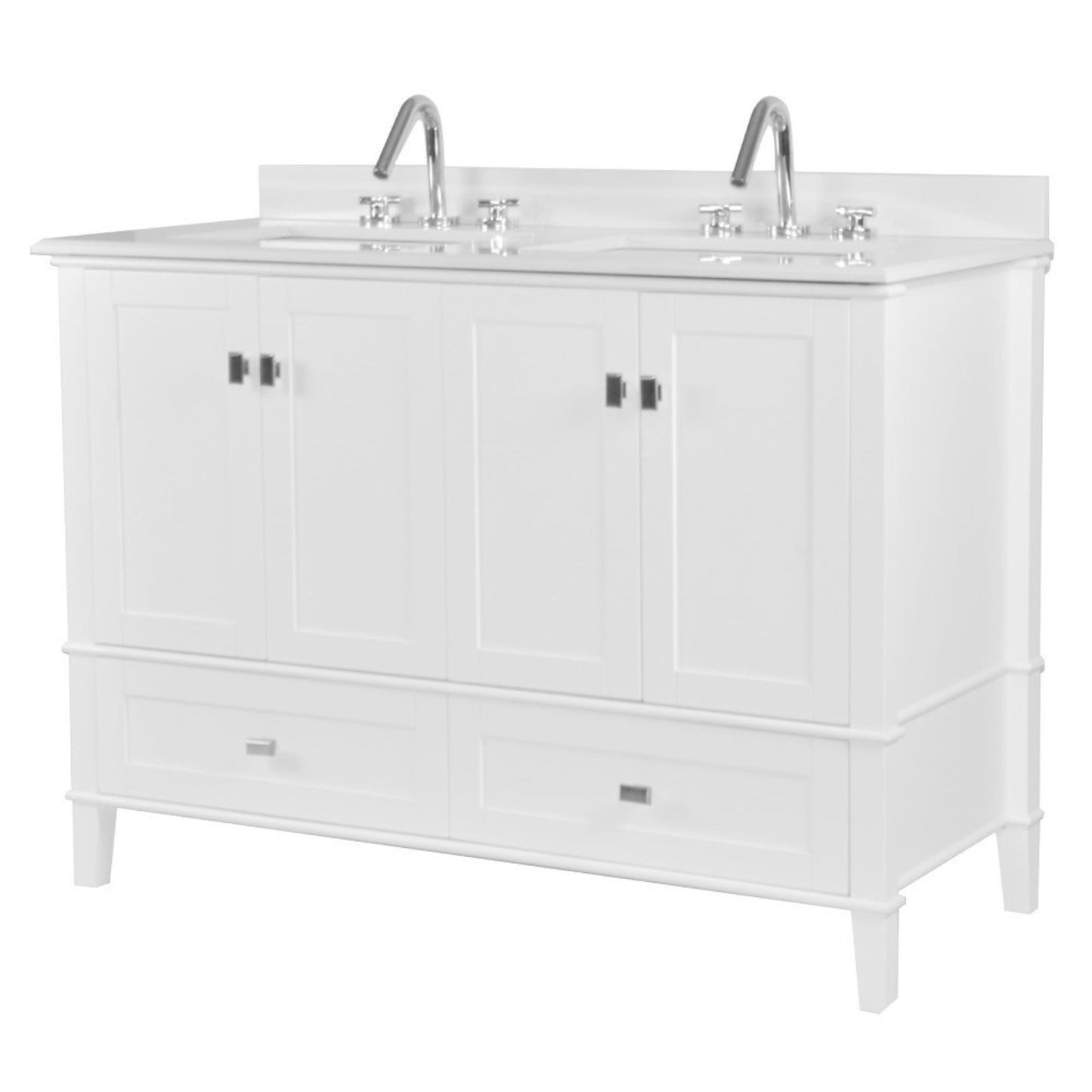 49" DOUBLE VANITY IN WHITE WITH ENGINEERED STONE TOP