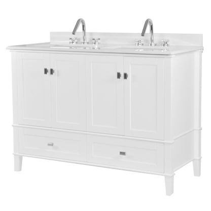 49" DOUBLE VANITY IN WHITE WITH ENGINEERED STONE TOP