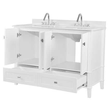 49" DOUBLE VANITY IN WHITE WITH ENGINEERED STONE TOP