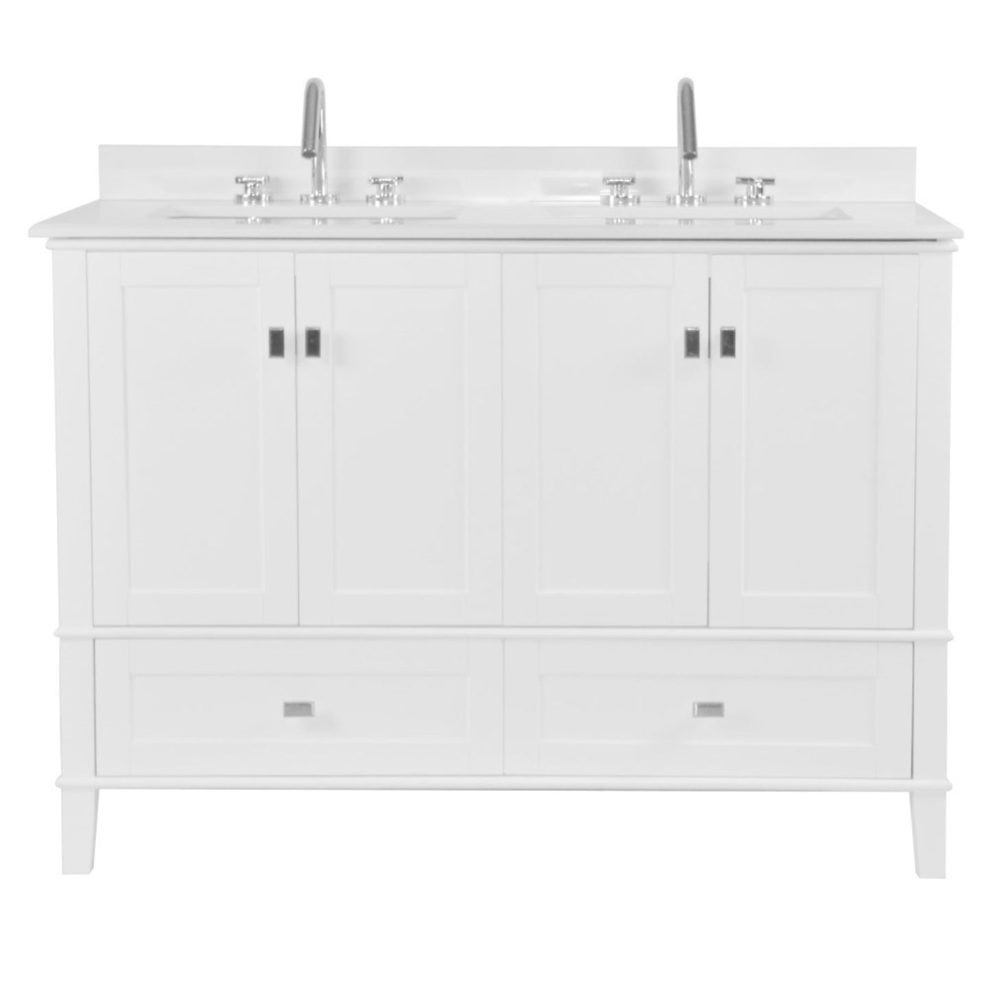 49" DOUBLE VANITY IN WHITE WITH ENGINEERED STONE TOP