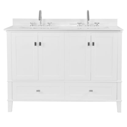 49" DOUBLE VANITY IN WHITE WITH ENGINEERED STONE TOP