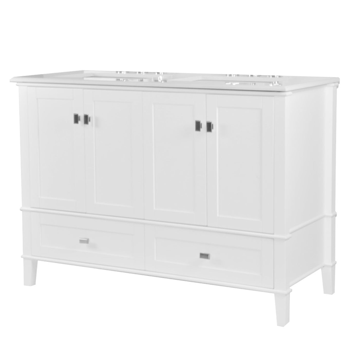 49" DOUBLE VANITY IN WHITE WITH ENGINEERED STONE TOP