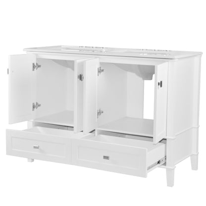 49" DOUBLE VANITY IN WHITE WITH ENGINEERED STONE TOP