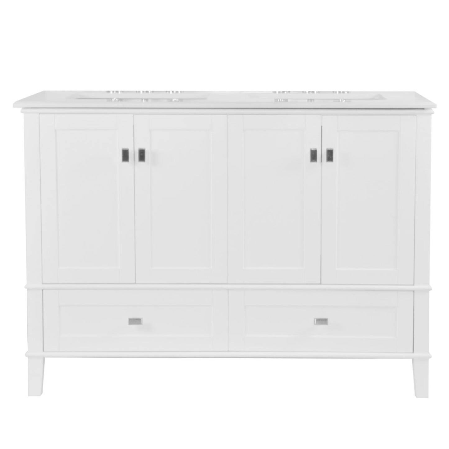 49" DOUBLE VANITY IN WHITE WITH ENGINEERED STONE TOP