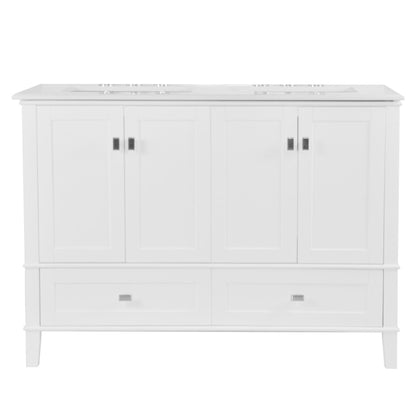 49" DOUBLE VANITY IN WHITE WITH ENGINEERED STONE TOP