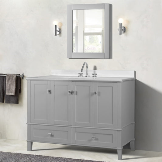 49" SINGLE VANITY IN L/GRAY WITH ENGINEERED STONE TOP