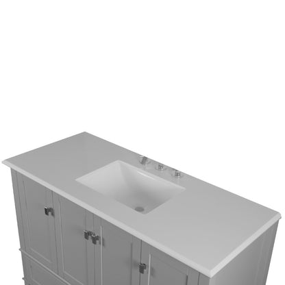 49" SINGLE VANITY IN L/GRAY WITH ENGINEERED STONE TOP