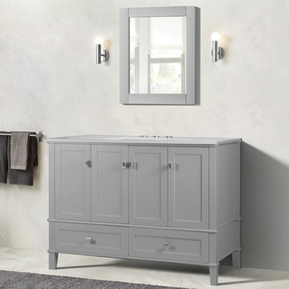 49" SINGLE VANITY IN L/GRAY WITH ENGINEERED STONE TOP