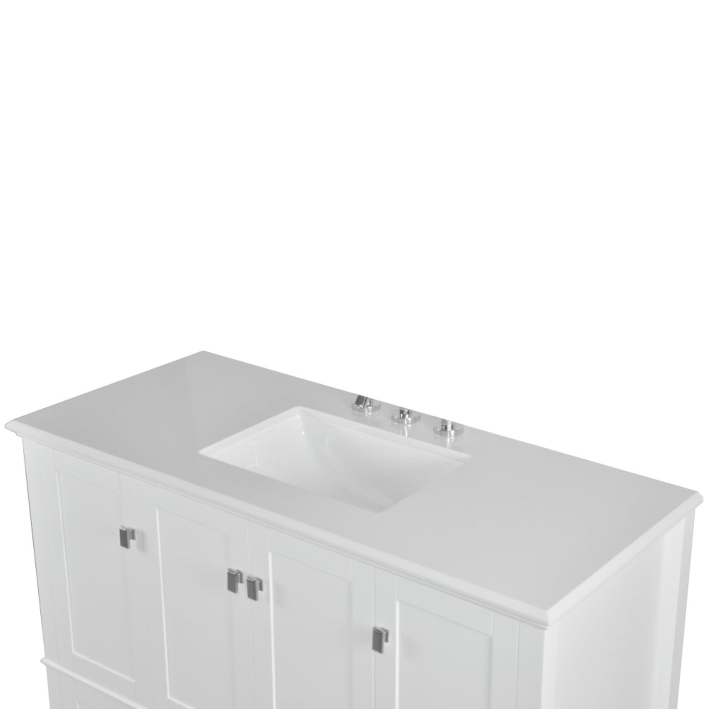 49" SINGLE VANITY IN WHITE WITH ENGINEERED STONE TOP