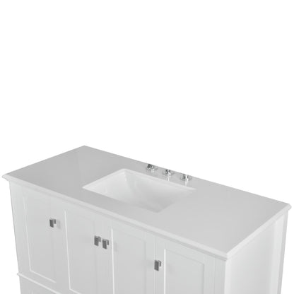 49" SINGLE VANITY IN WHITE WITH ENGINEERED STONE TOP