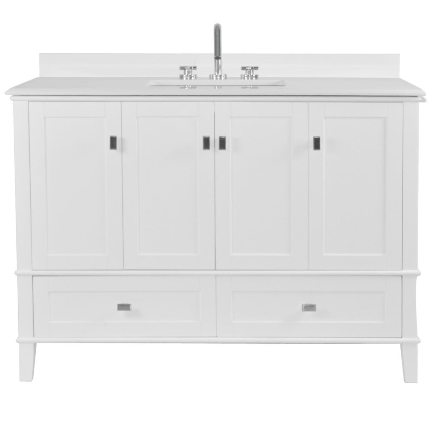 49" SINGLE VANITY IN WHITE WITH ENGINEERED STONE TOP