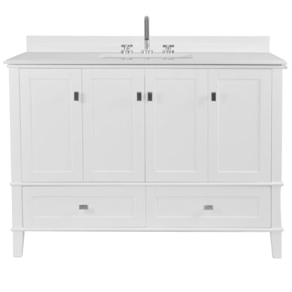 49" SINGLE VANITY IN WHITE WITH ENGINEERED STONE TOP