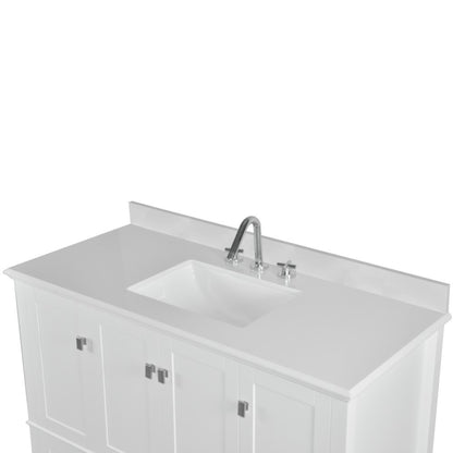 49" SINGLE VANITY IN WHITE WITH ENGINEERED STONE TOP