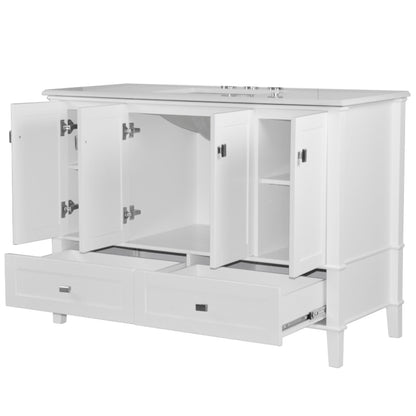 49" SINGLE VANITY IN WHITE WITH ENGINEERED STONE TOP