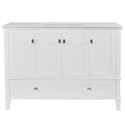 49" SINGLE VANITY IN WHITE WITH ENGINEERED STONE TOP