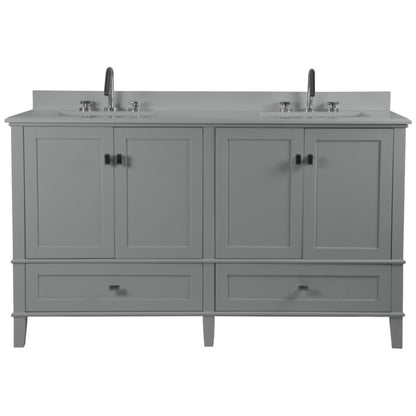 61" DOUBLE VANITY IN L/GRAY WITH ENGINEERED STONE TOP