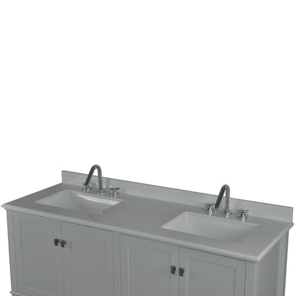 61" DOUBLE VANITY IN L/GRAY WITH ENGINEERED STONE TOP