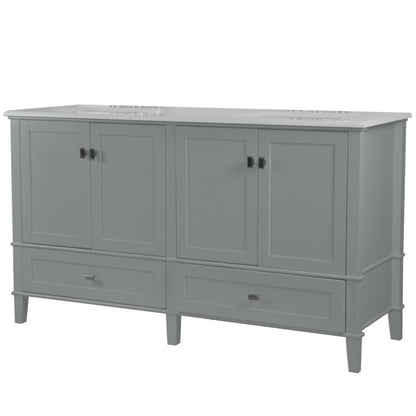 61" DOUBLE VANITY IN L/GRAY WITH ENGINEERED STONE TOP