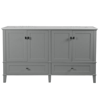 61" DOUBLE VANITY IN L/GRAY WITH ENGINEERED STONE TOP