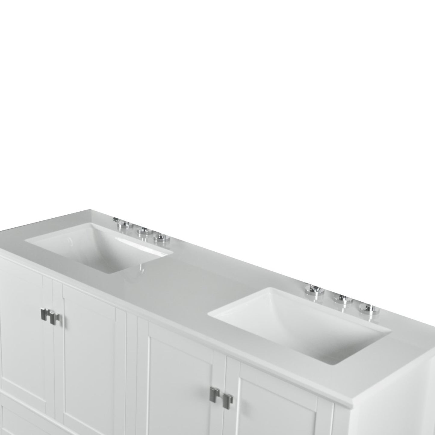61" DOUBLE VANITY IN WHITE WITH ENGINEERED STONE TOP