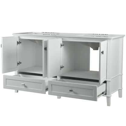 61" DOUBLE VANITY IN WHITE WITH ENGINEERED STONE TOP