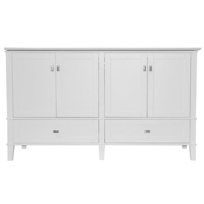 61" DOUBLE VANITY IN WHITE WITH ENGINEERED STONE TOP