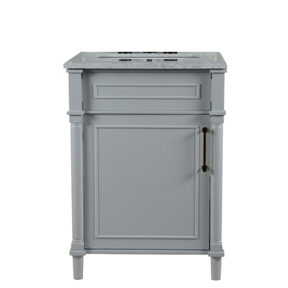 24" SINGLE VANITY IN L/GRAY WITH WHITE CARRRA MARBLE TOP