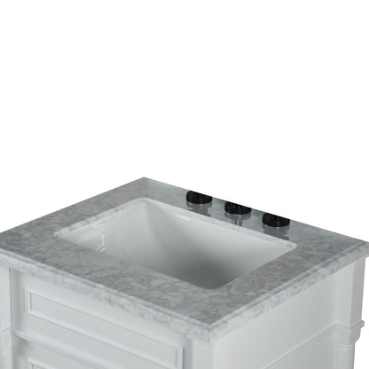 24" SINGLE VANITY IN L/GRAY WITH WHITE CARRRA MARBLE TOP