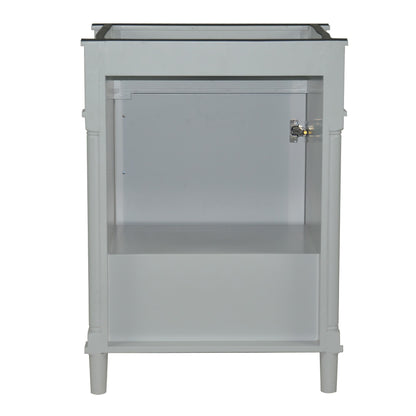 24" SINGLE VANITY IN L/GRAY WITH WHITE CARRRA MARBLE TOP