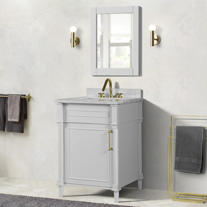 24" SINGLE VANITY IN WHITE WITH WHITE CARRRA MARBLE TOP